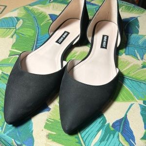 Black suede pointed toe flats